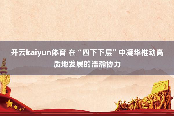 开云kaiyun体育 在“四下下层”中凝华推动高质地发展的浩瀚协力