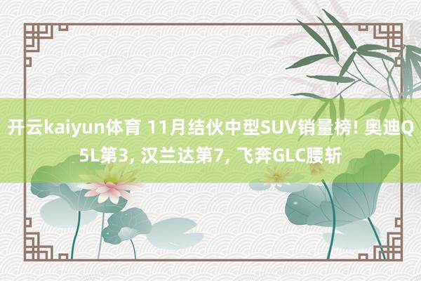 开云kaiyun体育 11月结伙中型SUV销量榜! 奥迪Q5L第3, 汉兰达第7, 飞奔GLC腰斩