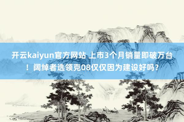 开云kaiyun官方网站 上市3个月销量即破万台！阔绰者选领克08仅仅因为建设好吗？