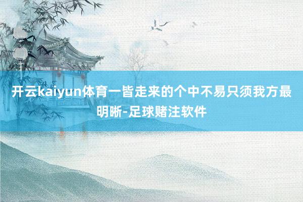 开云kaiyun体育一皆走来的个中不易只须我方最明晰-足球赌注软件