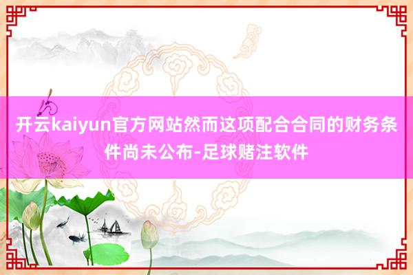 开云kaiyun官方网站然而这项配合合同的财务条件尚未公布-足球赌注软件