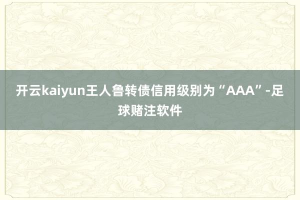 开云kaiyun王人鲁转债信用级别为“AAA”-足球赌注软件