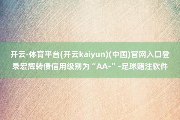 开云·体育平台(开云kaiyun)(中国)官网入口登录宏辉转债信用级别为“AA-”-足球赌注软件