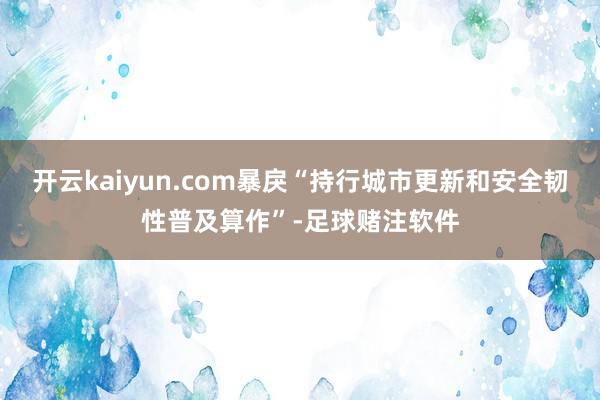 开云kaiyun.com暴戾“持行城市更新和安全韧性普及算作”-足球赌注软件