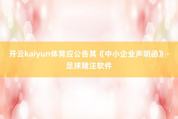 开云kaiyun体育应公告其《中小企业声明函》-足球赌注软件