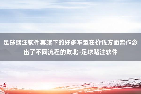 足球赌注软件其旗下的好多车型在价钱方面皆作念出了不同流程的败北-足球赌注软件